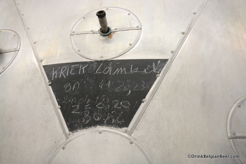 This fermenter holds Mort Subite Kriekenlambic. 