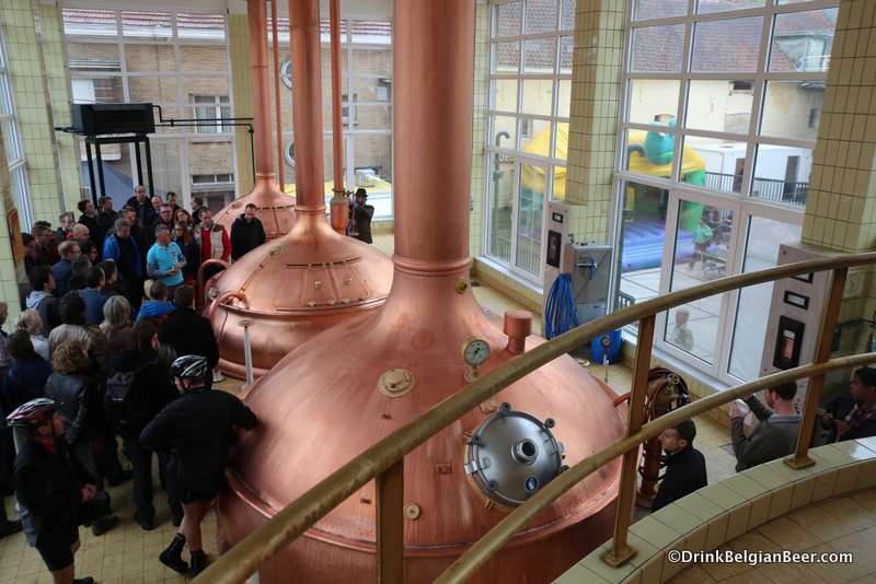 Inside the copper brewhouse at Brouwerij Mort Subite.