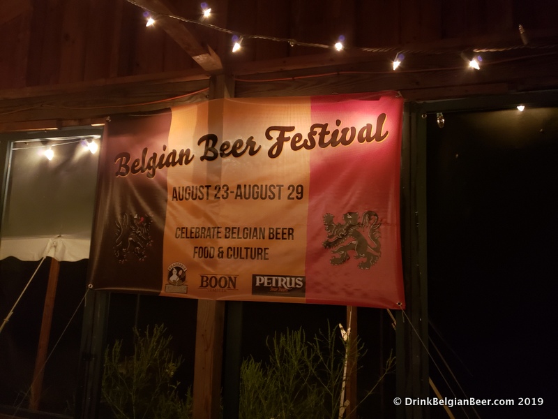 The 2019 banner for the Belgian Beer Fest at Ebenezer's Pub in Lovell, Maine. 