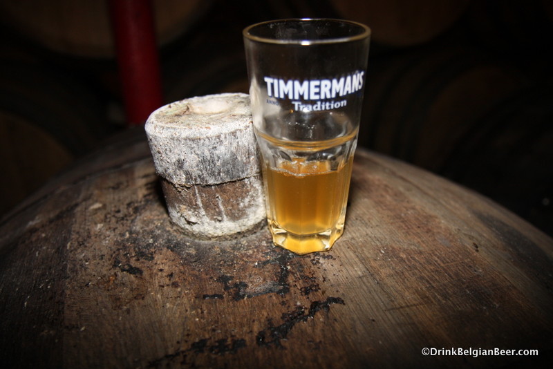 Photo of a glass of lambic, Timmermans.