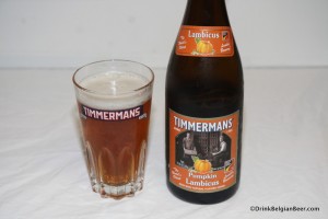 Photo of bottle and glass of Timmermans Pumpkin Lambicus
