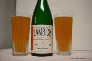 Photo of bottle and glasses of 2011 LambicX