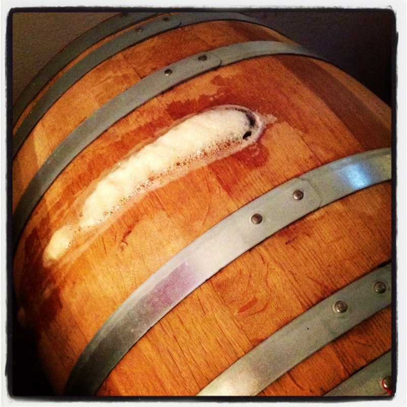 Active fermentation in a barrel, Seizoensbrouwerij Vandewalle. 