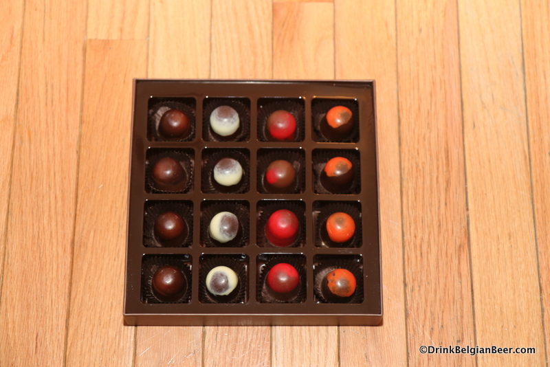 Beer chocolates from Corné Port-Royal chocolatier, with beer from Martin's brewery and Brouwerij Timmermans. 