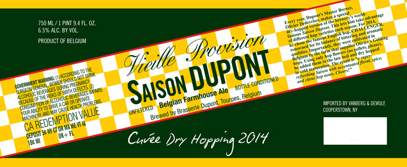 Saison Dupont Cuvee 2014 Dry Hopping