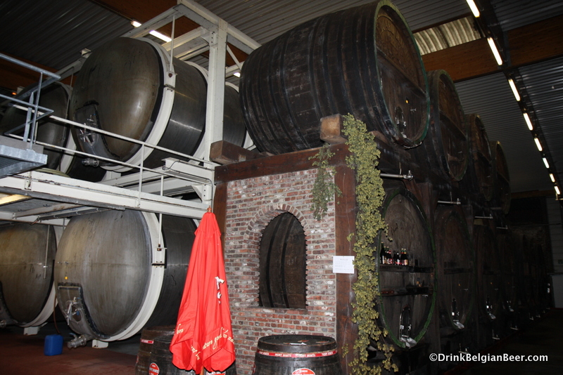 Wooden foeders and stainless fermenters at Mort Subite. 