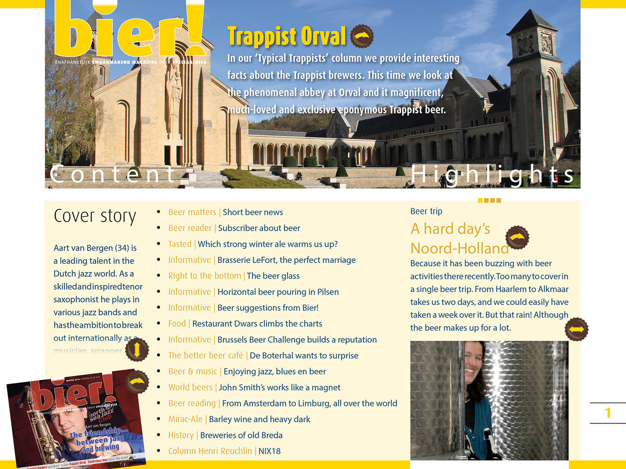 The table of content page of issue 21, Bier! Magazine