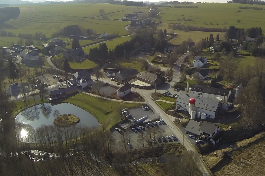 Another aerial photo of the Achouffe brewery area. Note the man-made lake on the left. 