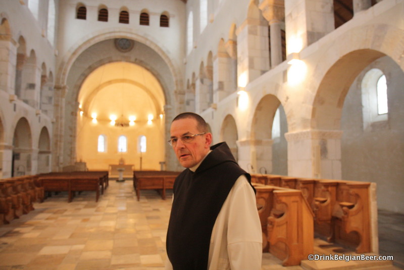 Brother Pierre inside the church at 'l Abbaye Notre Dame de St-Remy.