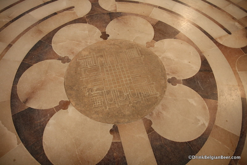 The Labyrinth on the floor of the church at l’ Abbaye Notre Dame de St-Remy.