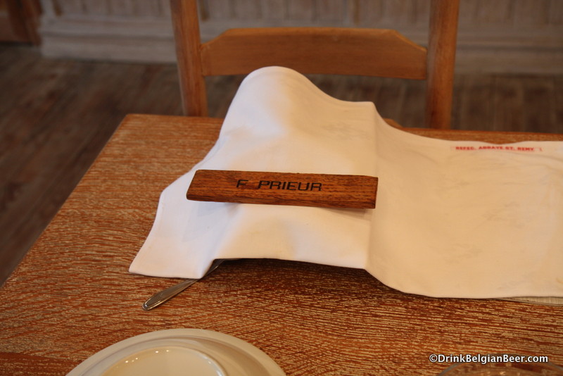 The place setting of "F Prieur" or The Prior, the second in command at the abbey. 