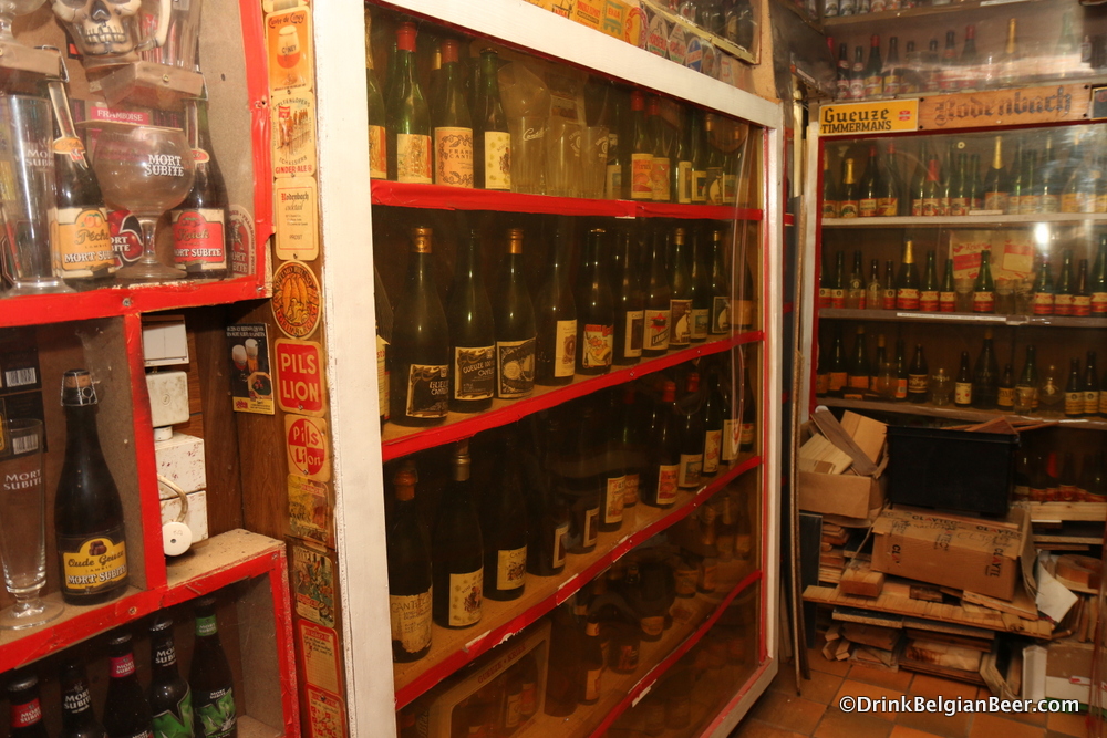 A lambic corner. The shelves on the left are mostly all Cantillon beers. 