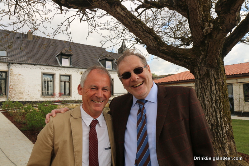 On right: Anthony Martin, owner of Brouwerij Timmermans, with lambic brewing expert Willem van Herreweghen, left. Photo taken at Brasserie de Waterloo. 