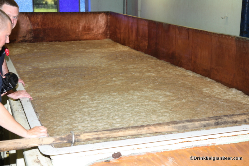 Deep open copper fermenter at Liefmans.