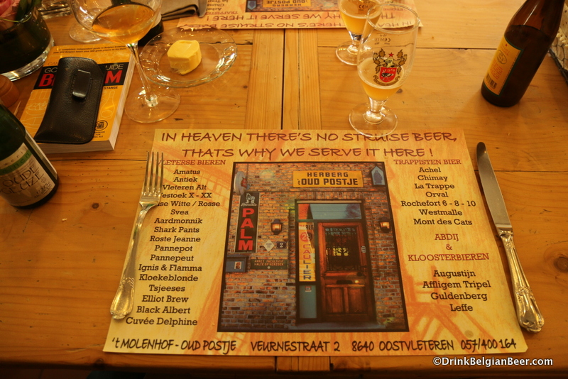 Even the place mats scream beer at 't Molenhof. 