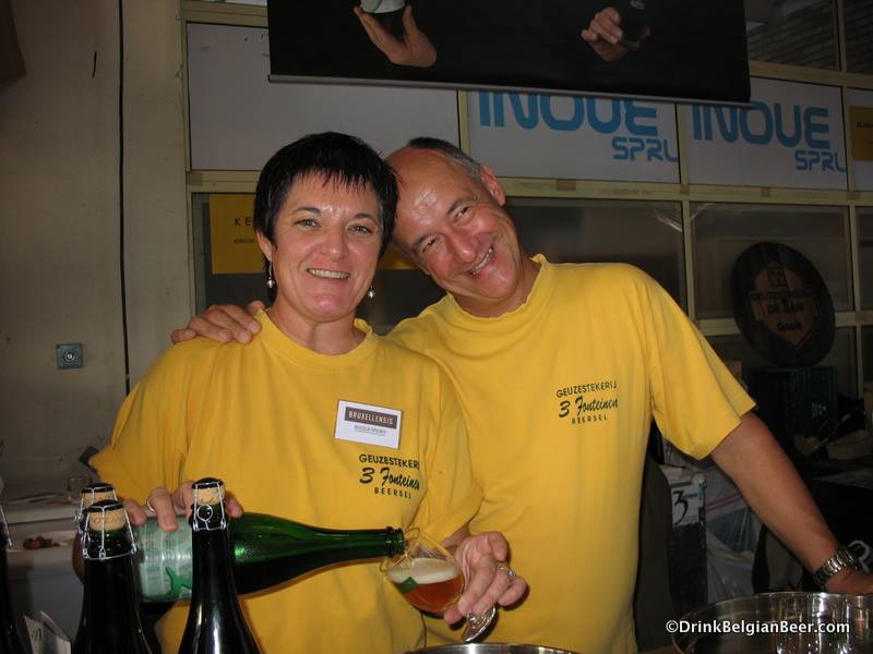 Lydie Hulpiau and Armand Debelder of 3 Fonteinen at a beer festival in Brussels. 
