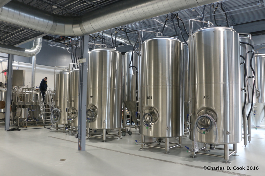The brewhouse and some of the fermenting vessels at The Veil Brewing Company. 