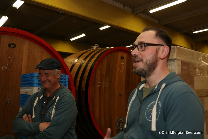 Armand Debelder, left, with 3 Fonteinen business manager and brewery co-manager Werner van Obberghen, right. 