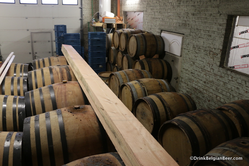 Some of the barrels on the ground floor at Lambiek Fabriek in Ruisbroek, Belgium. 