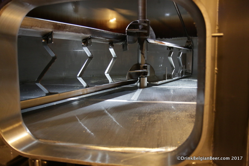 A look inside the empty mash tun at 3 Fonteinen. 