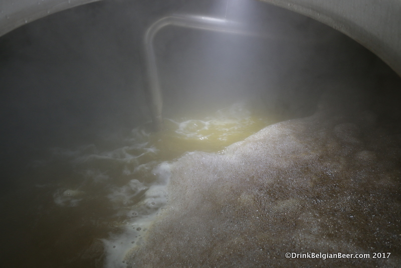 Wort in the boiling kettle at 3 Fonteinen. 