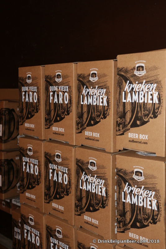 New 3 liter bag in boxes of lambic at Oud Beersel. 