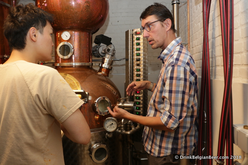 Distiller Olivier Vanderlinden explains some of the distilling process. 