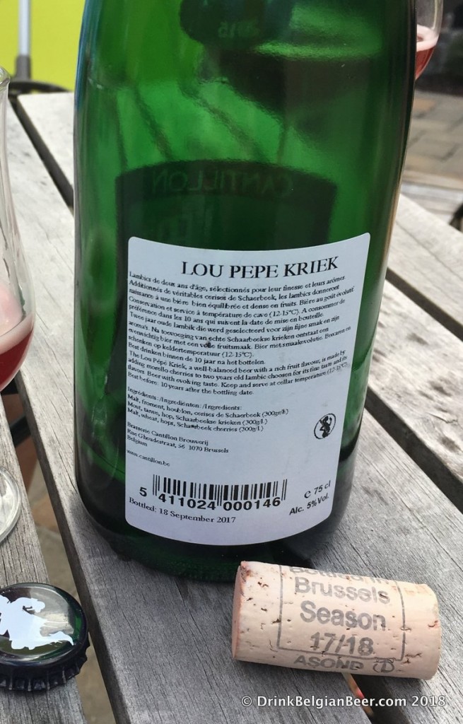 The back label of the 2015 Lou Pepe Kriek, bottled in September 2017. 