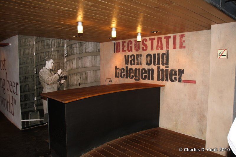 Tasting bar inside the foeder hall at Rodenbach. 