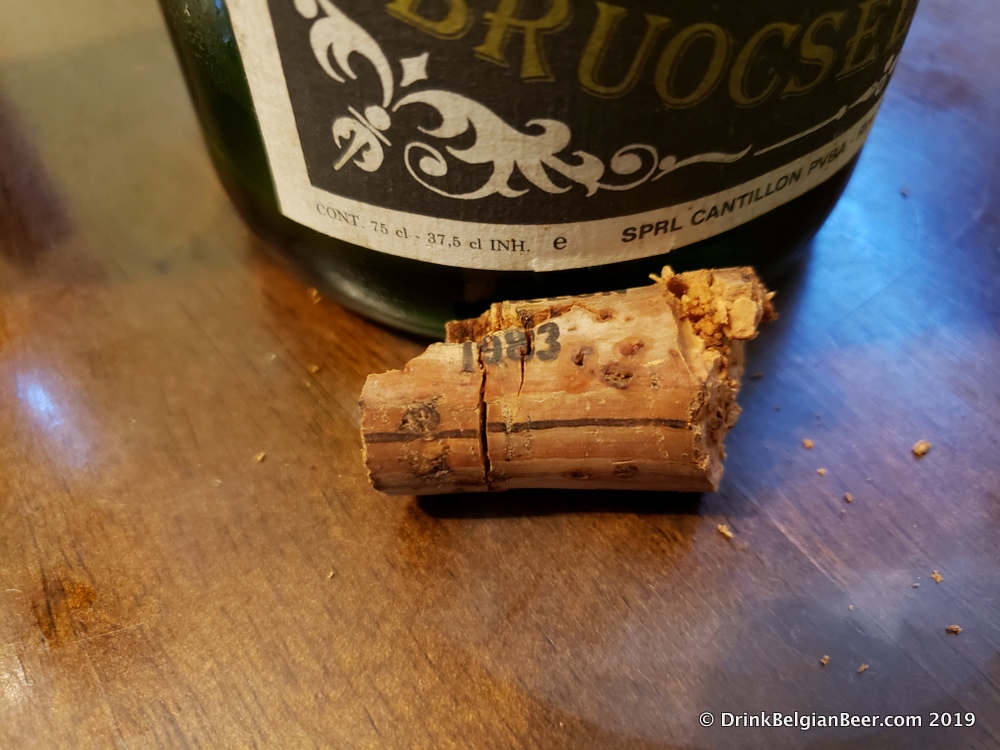 Close up of the cork dated 1983 from the Bruoscella Grand Cru. 