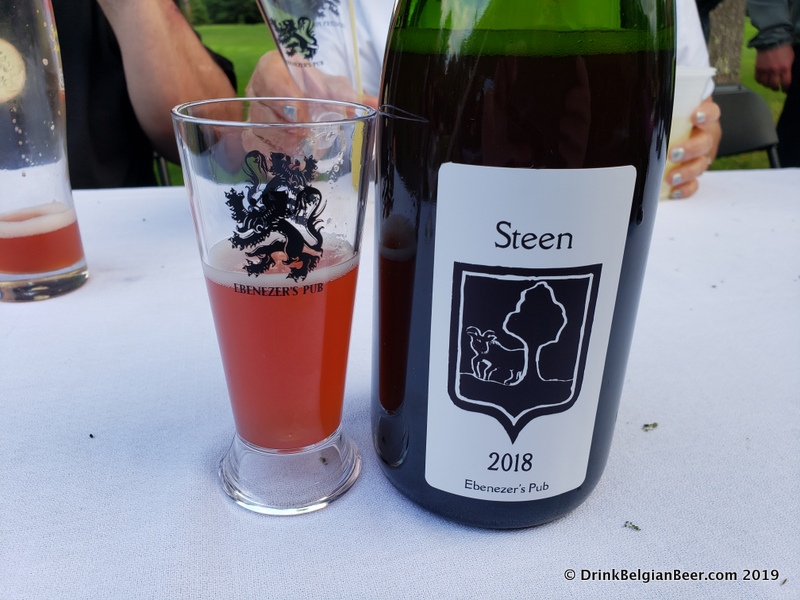Steen from Bokke. It is a blend of 1, 2, and 3 year old lambics with white peaches, apricots, and red vineyard peaches. 
