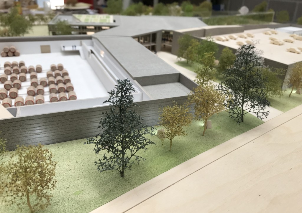 Another view of the scale model of the planned 3 Fonteinen expansion. The building in the center foreground will house the barrel room. 