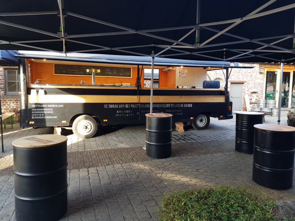 The serving side of Brouwerij Sako's beer truck. 