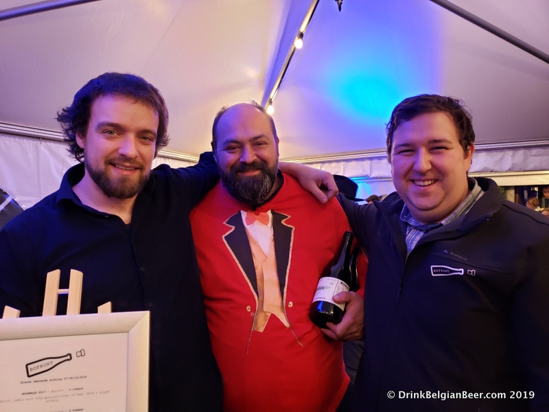 From left to right, Raf Soef of Bokke; Raf Stimorol Sainte, chef and owner of De Gebrande Winning; and Sam Hellemans of the great new Bofkont lambic blendery. 