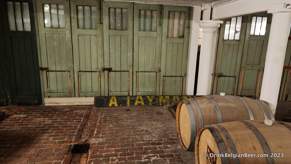 Inside the barrel aging cellar at Brouwerij Taymans
