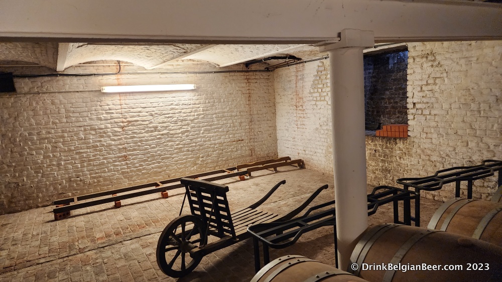 Inside the barrel cellar at Brasserie/Brouwerij Taymans. 